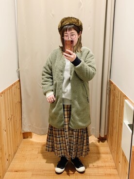 「スウエット」｜「アイテム（その他アウター）」を使った、たけちゃんさん（レディース・160cm）の冬コーディネート