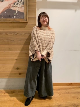 「ぽっちゃりコーデ」｜「アイテム（サロペット/オーバーオール）」を使った、たけちゃんさん（レディース・161cm）の秋コーディネート
