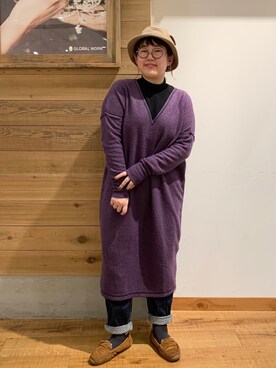 「ニコアンド」｜「アイテム（モカシン/デッキシューズ）」を使った、たけちゃんさん（レディース・161cm）の秋コーディネート