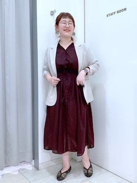 「ぽっちゃりコーデ」｜「アイテム（ジャケット/アウター、ホワイト系）」を使った、たけちゃんさん（レディース・161cm）の春コーディネート