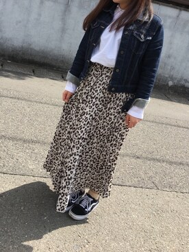 「花見」｜「アイテム（デニムジャケット）」を使った、さるたろさん（レディース・156cm）の春コーディネート