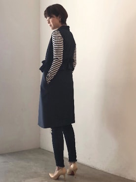 「アイテム（ピアス（片耳用）、オレンジ系）」を使った、mgmymdさん（レディース・163cm）の春コーディネート