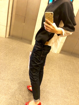 「Ungrid（アングリッド）のハイウエストテーパードデニム（デニムパンツ）」を使った、mgmymdさん（レディース・163cm）の春コーディネート