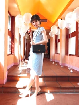 「アイテム（ドレス、グレー系）」を使った、ERINA さん（レディース・159cm）の春コーディネート