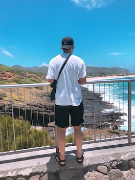 「hawaii」｜「アイテム（帽子）」を使った、あつさん（メンズ・172cm）の夏コーディネート