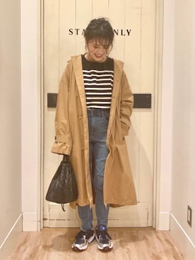 「でにむ」｜「アイテム（ステンカラーコート）」を使った、つなさん（レディース・161cm）の秋コーディネート