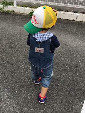 「Levi's（リーバイス）のアイテム（サロペット/オーバーオール）」を使った、くんｸﾝさん（キッズ・70cm）の秋コーディネート