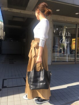 「Edit Sheen（エディットシーン）のアイテム（ハンドバッグ）」を使った、Edit Sheen_staff_yayoiさん（レディース・156cm）の春コーディネート