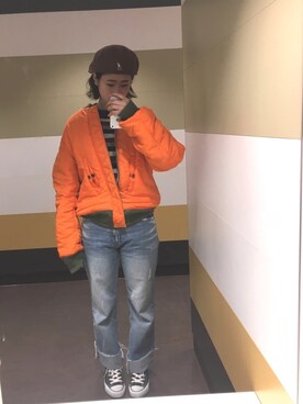 「アイラブCONVERSE」｜「アイテム（ハンチング/ベレー帽）」を使った、か し わ ぎさん（レディース・158cm）の春コーディネート