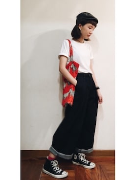 「PULL&BEAR（プルアンドベア）のアイテム（アクセサリー）」を使った、Yee Sing Fungさん（レディース・156cm）の夏コーディネート