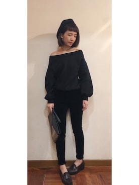 「HARUTA」｜「アイテム（ハンチング/ベレー帽）」を使った、Yee Sing Fungさん（レディース・156cm）の冬コーディネート