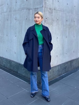 「アイテム（ポンチョ）」を使った、ayumiさん（レディース・153cm）の秋コーディネート