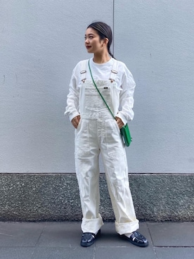「Wrangler（ラングラー）のアイテム（オールインワン・サロペット）」を使った、ayumiさん（レディース・153cm）の冬コーディネート