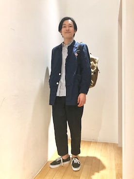 「orcival」｜「アイテム（その他アウター）」を使った、江越さん（メンズ・177cm）の春コーディネート