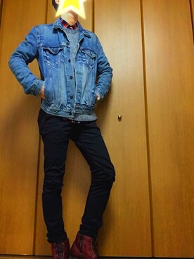 「Abercrombie&Fitch（アバークロンビーアンドフィッチ）のアイテム（ニット/セーター）」を使った、ぐっちぃ〜さん（メンズ・175cm）の冬コーディネート
