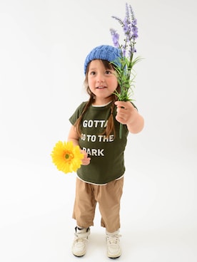 「quoti use fith（クゥオティ　ユース　フィス）のアイテム（帽子）」を使った、COMECHATTO&CLOSETさん（キッズ・90cm）の春コーディネート
