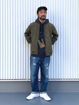 「BAYFLOW(BAYFLOW)」｜「アイテム（MA-1）」を使った、NAKAJI_BFさん（メンズ・174cm）の秋コーディネート