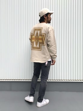 「PENDLETON（ペンドルトン）のアイテム（スウェット）」を使った、NAKAJI_BFさん（メンズ・174cm）の冬コーディネート