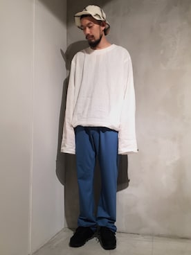 「SUNSEA（サンシー）のアイテム（帽子）」を使った、河内 啓幸 さん（メンズ・174cm）の春コーディネート