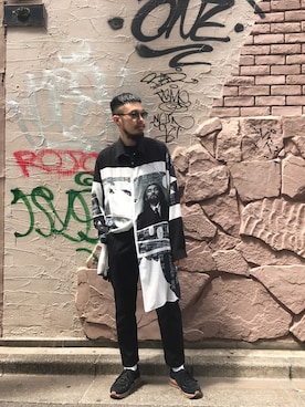 「Yohji Yamamoto（ヨウジヤマモト）のアイテム（トップス）」を使った、河内 啓幸 さん（メンズ・174cm）の夏コーディネート