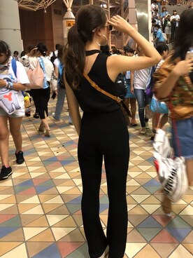 「MURUA（ムルーア）のFitリブニットPT（その他パンツ）」を使った、reiさん（レディース・158cm）の夏コーディネート