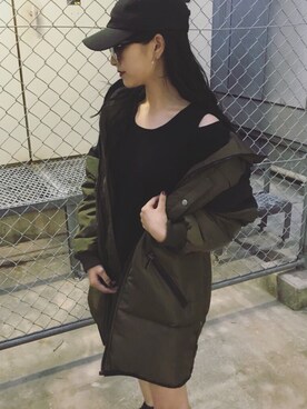 「ENVYM（アンビー）のアイテム（帽子）」を使った、ENVYM_KIYOKAさん（レディース・153cm）の冬コーディネート