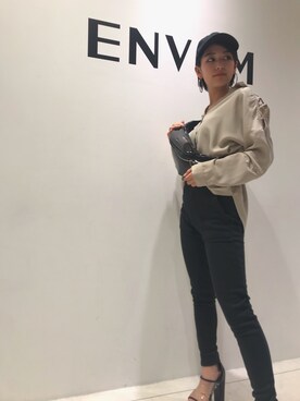 「ENVYM（アンビー）のアイテム（帽子）」を使った、ENVYM_KIYOKAさん（レディース・153cm）の春コーディネート