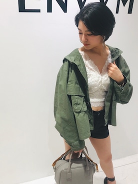 「envym_staff」｜「アイテム（ミリタリージャケット）」を使った、ENVYM_KIYOKAさん（レディース・153cm）の春コーディネート