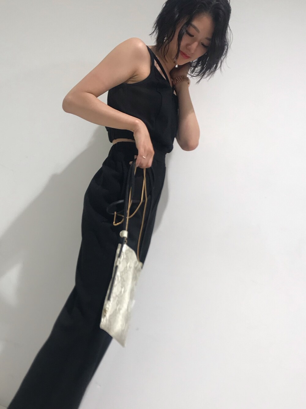 「ootd、ENVYM、envym_staff、ENVYMコーデ、envym_hiroshima」｜「ENVYMのＣＨＡＩＮ ＭＩＮＩ ＳＨＯＵＬＤＥＲ（ショルダーバッグ、その他）」を使った、ENVYM_KIYOKAさん（レディース・153cm）の夏コーディネートの1枚目の写真