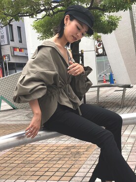 「ENVYM（アンビー）のアイテム（帽子）」を使った、ENVYM_KIYOKAさん（レディース・153cm）の夏コーディネート