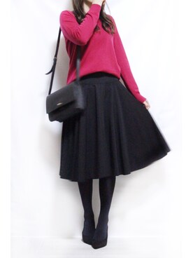 「UNIQLO（ユニクロ）のアイテム（スカート、ブラック系）」を使った、yuiさん（レディース・170cm）の冬コーディネート