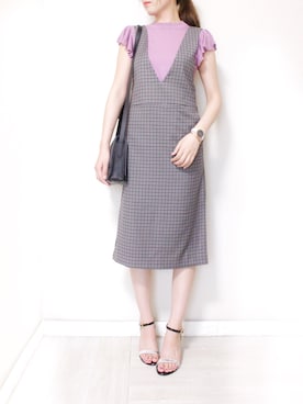 「くすみピンク」｜「アイテム（ジャンパースカート）」を使った、yuiさん（レディース・170cm）の夏コーディネート