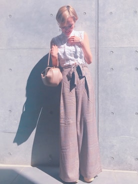 「タータンチェック」｜Yocoさん（レディース・158cm）の夏コーディネート