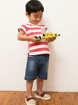 「アイテム（デニムパンツ）」を使った、hakka kidsさん（キッズ・88cm）の春コーディネート