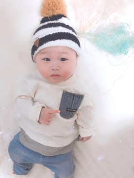 「petit main（プティマイン）のアイテム（その他）」を使った、ao☽･:*さん（キッズ・60cm）の冬コーディネート