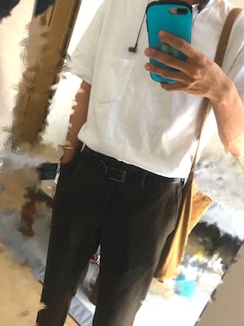 「GU（ジーユー）のアイテム（Tシャツ/カットソー、ホワイト系）」を使った、Naoさん（メンズ・174cm）の秋コーディネート