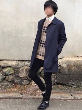 「2018マイベストコーデ」｜「アイテム（ステンカラーコート）」を使った、sakoさん（メンズ・177cm）の冬コーディネート