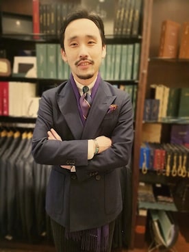 「アイテム（ストール/ショール）」を使った、高橋さん（メンズ・169cm）の冬コーディネート