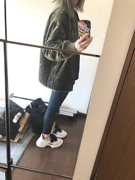 「MOUSSY（マウジー）のアイテム（ノーカラージャケット）」を使った、Ayumi さん（レディース・166cm）の冬コーディネート
