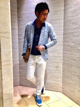 「MK MICHEL KLEIN HOMME （エムケーミッシェルクランオム）のアイテム（ノーカラージャケット）」を使った、MKオム池袋東武店さん（メンズ・167cm）の春コーディネート