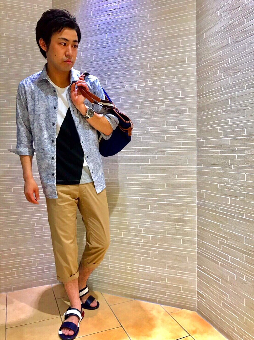 「夏コーデ、MK MICHEL KLEIN homme(MK MICHEL KLEIN homme)」｜「MK MICHEL KLEIN HOMME のアイテム（シャツ/ブラウス、グレー系）」を使った、MKオム池袋東武店さん（メンズ・167cm）の夏コーディネートの1枚目の写真