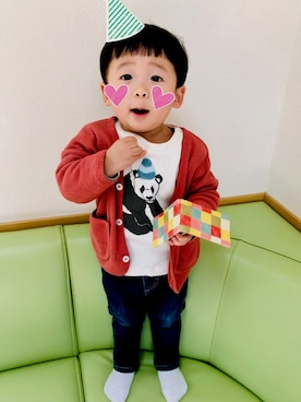 「Birthday（バースデイ）のアイテム（その他アウター）」を使った、nappさん（キッズ・80cm）の冬コーディネート