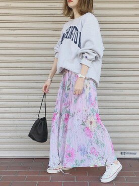 「H&M（エイチ・アンド・エム）のアイテム（スカート）」を使った、コマさんさん（レディース・154cm）の春コーディネート