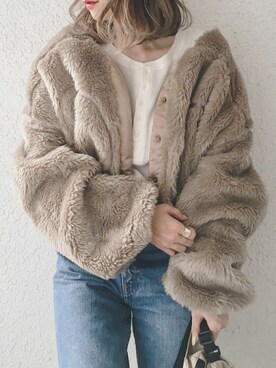 「RED CHOP WORKS（レッドチョップワークス）のアイテム（ジャケット/アウター）」を使った、コマさんさん（レディース・154cm）の秋コーディネート