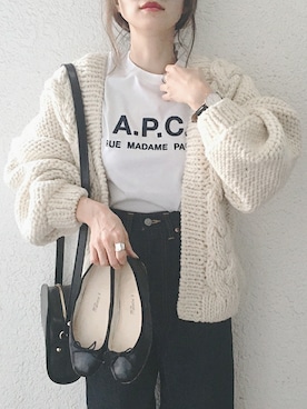 「FRAMeWORK（フレームワーク）のPORSELLI バレーシューズ◆（バレエシューズ）」を使った、コマさんさん（レディース・154cm）の冬コーディネート