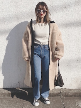 「DHOLIC（ディーホリック）のアイテム（その他アウター）」を使った、コマさんさん（レディース・154cm）の冬コーディネート