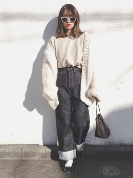 「FRAMeWORK（フレームワーク）のPORSELLI バレーシューズ◆（バレエシューズ）」を使った、コマさんさん（レディース・154cm）の冬コーディネート