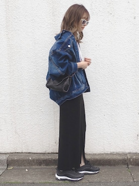「GRL（グレイル）のアイテム（デニムジャケット）」を使った、コマさんさん（レディース・154cm）の春コーディネート