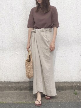 「DHOLIC（ディーホリック）のアイテム（かごバッグ）」を使った、コマさんさん（レディース・154cm）の夏コーディネート