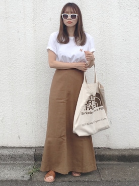 「GRL（グレイル）のクロスベルトデザインフラットサンダル（サンダル）」を使った、コマさんさん（レディース・154cm）の夏コーディネート